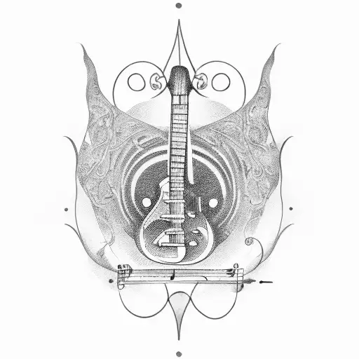 A Classical Music Sheet Forming The Shape Of A Guitar