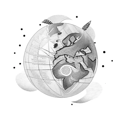 A Quill Pen With A Trail Of Words Forming A Globe