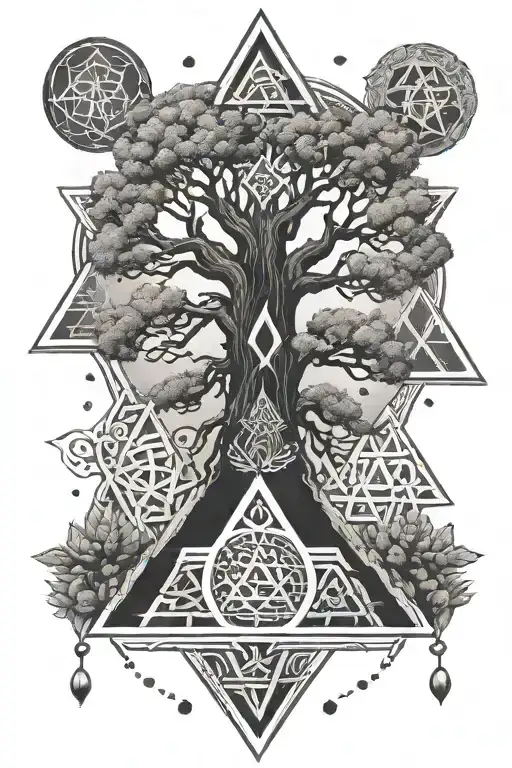 Yggdrasil And Valknut Symbol