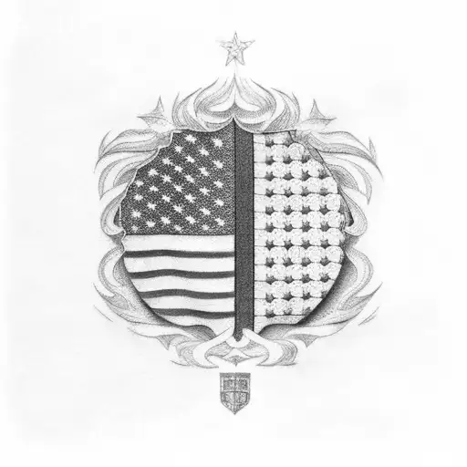 A Dotwork Tattoo Of The Italian Flag Morphing Into The Puerto Rican Flag