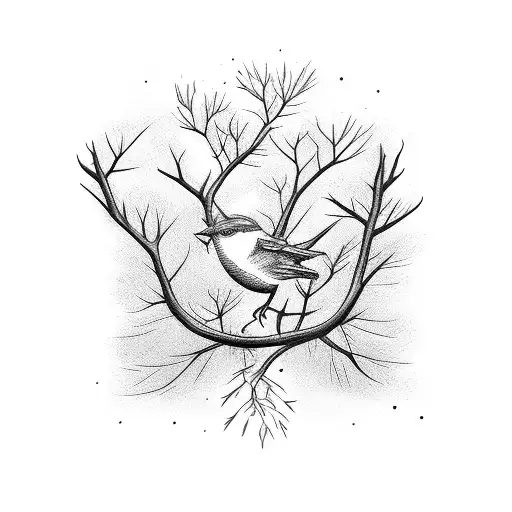 Tree Branch With Blue Bird