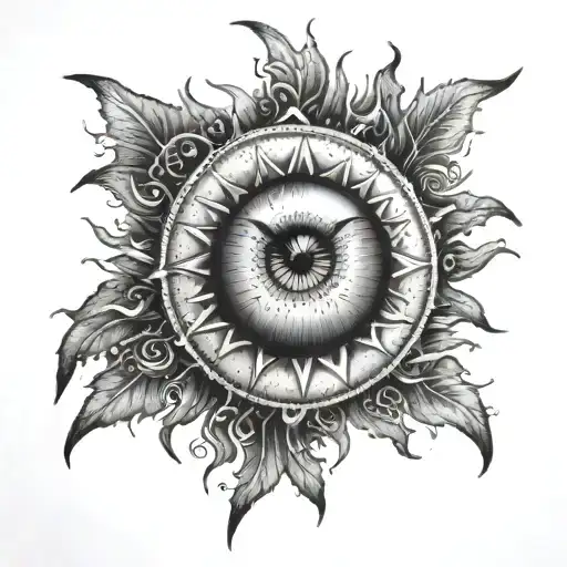 Sun Tattoo With Eye In Center