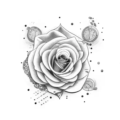 Broken Time Clock With Roses