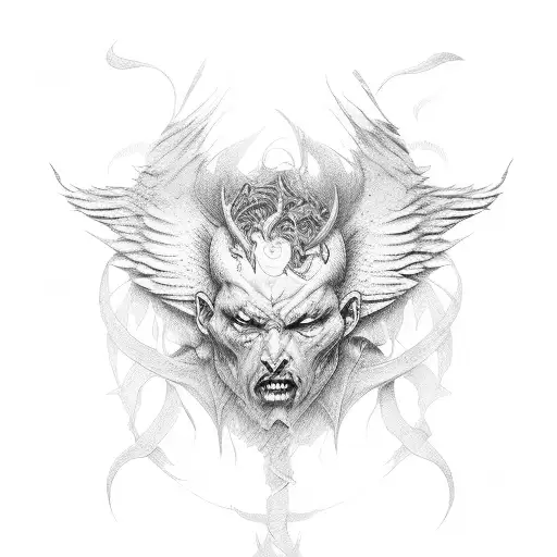 Angel Body Demon Head Demon Wing Man