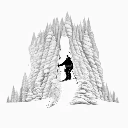 A Skier Gracefully Carving Through Fresh Powder On A Mountain Slope