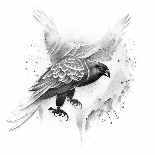 Japanese Watercolor Crow