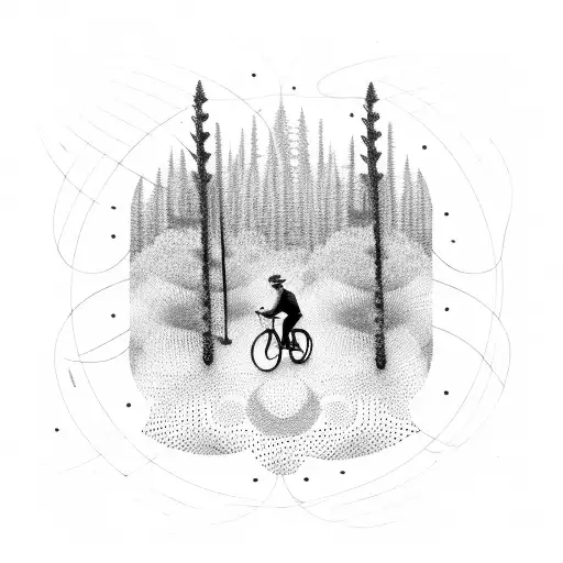 A Cyclist Riding Through A Forest Of Musical Notes