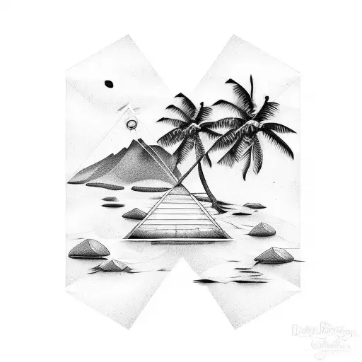 Triangle With Beach And Coconut Trees Inside