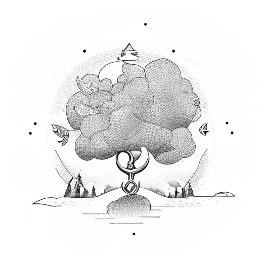 Girl Under A Tree And An Anchor In The Middle