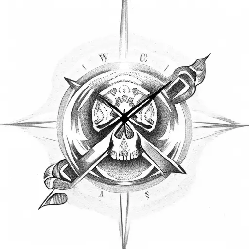 Skull Rose Eye Compass
