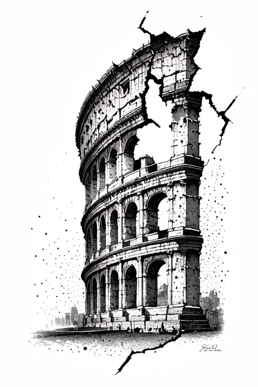 Coloseum Rome Broken Cracked Pillar