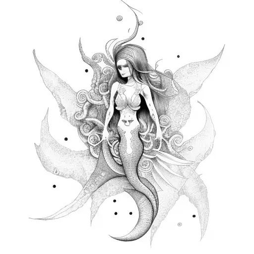 Bone Mermaid In The Sea