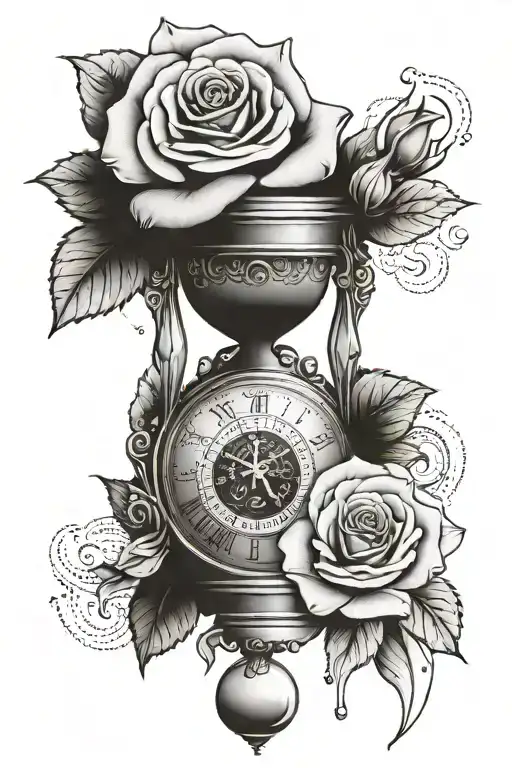 Rose Clock With Date 1972 And 2002 Faith Hourglass Combined