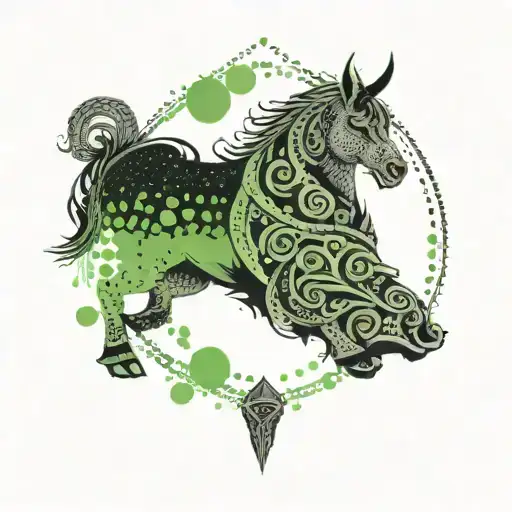 Norse Style With Bright Green And Black And Grey