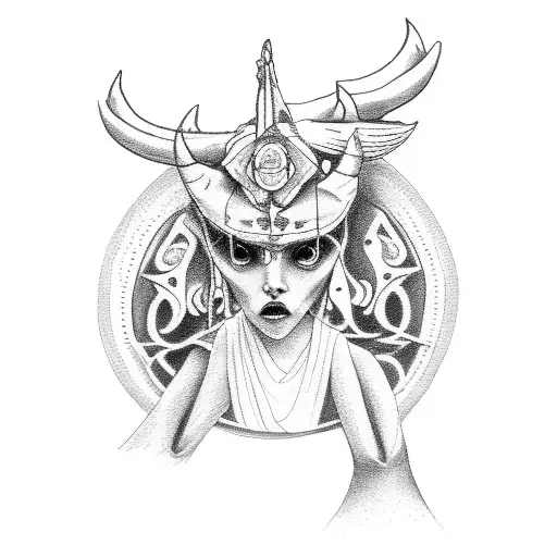 Mexican Devil Whispering In Ear And Angel Whispering In Other Ear Black And Grey Neck Piece