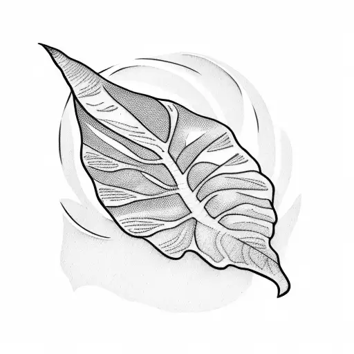 A Tattoo Of A Majestic Monstera Leaf Transforming Into A Surfboard