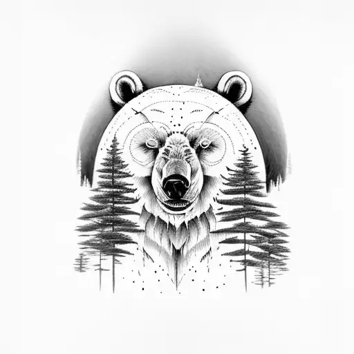 Pine Forest With Polar Bear And Owl