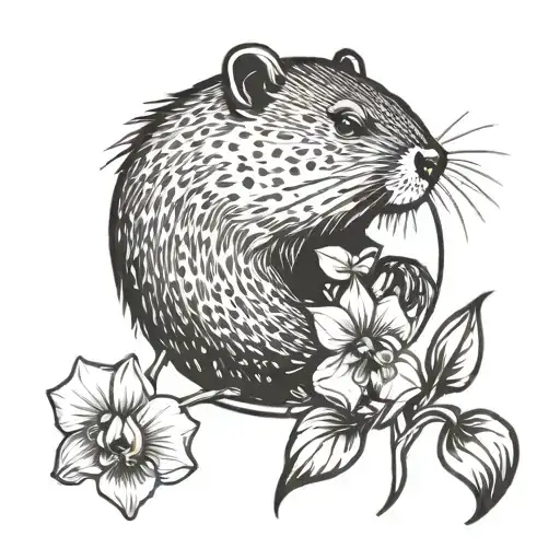 Beaver And Orchid Flowers