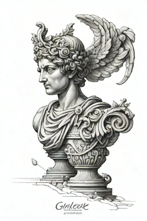 Greek Statues Composition Concept Tattoo Full Of Line