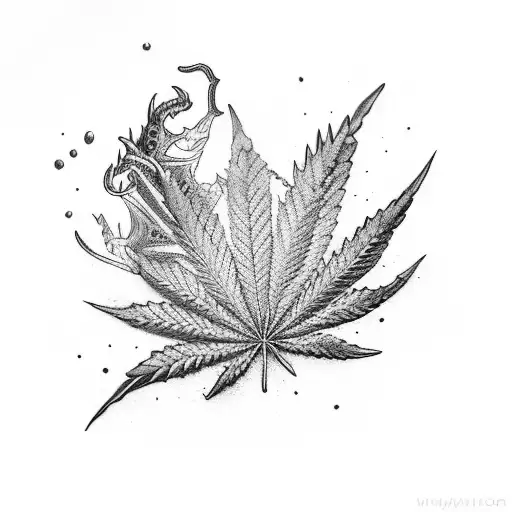 Marijuana Leaf Morphing Into A Skyrim Dragon