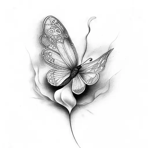 Blue Butterfly With Bold Black Outline