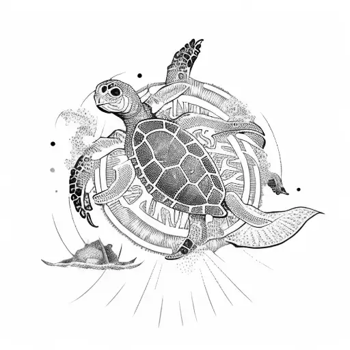 Monkey Surfing Nazare On Sea Turtle