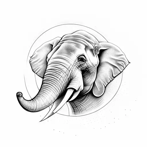 A Elephant Head With Blue Eyes