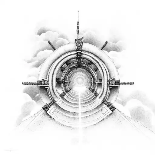 Stairway To Heaven With Heaven Gates And Clouds