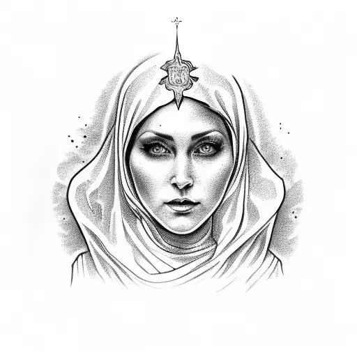 Mother Mary Standing With The Grim Reaper