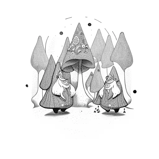 Gnome In Mushroom Forest