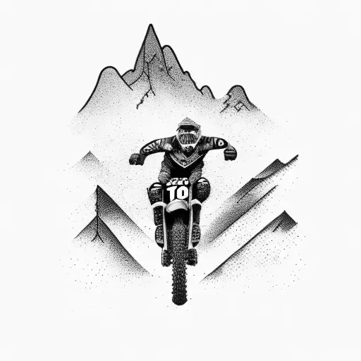 A Dynamic Composition Of A Motocross Rider Leaping Over A Mountain Peak