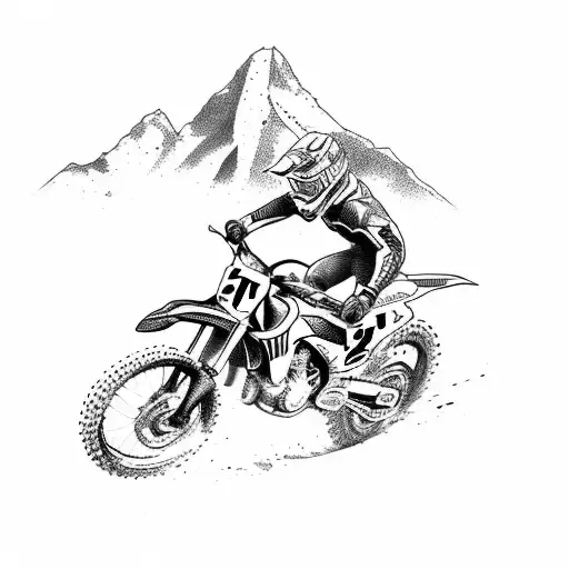A Dynamic Composition Of A Motocross Rider Leaping Over A Mountain Peak
