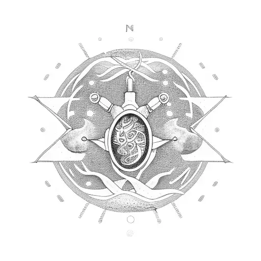 A Dotwork Tattoo Of A Biomedicine Symbol Emerging From A Llanero Landscape