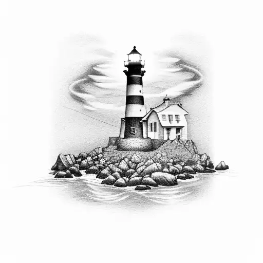 Lighthouse With Purple Cancer Ribbion