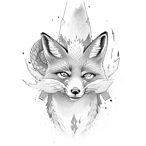 A Fox Wrestling With A Teal Dragon