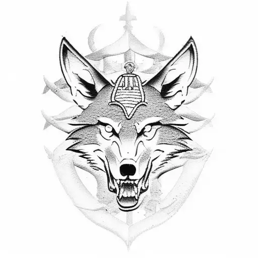 Marine Corps Emblem With A Wolf Silhouette Incorporated