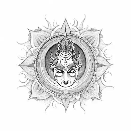 Shiva With Sun And Trishul