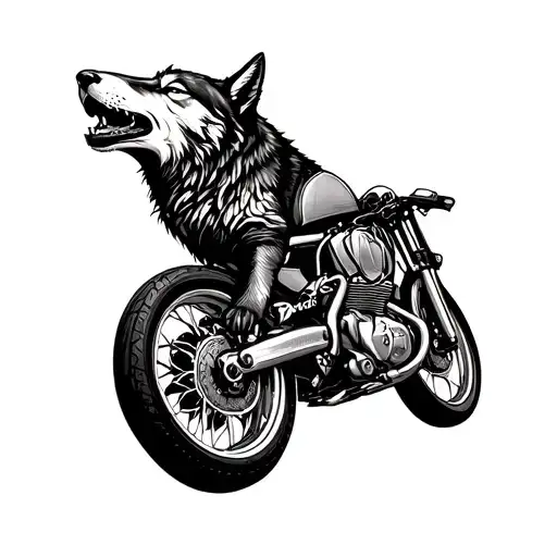 Motorcycle Racing Wolf Howling