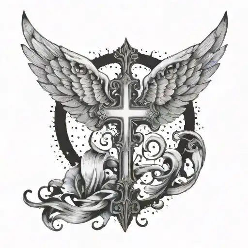 Cross And Angel Wings