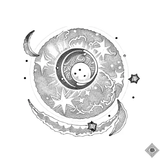 Crescent Moon With 3 Stars Inside