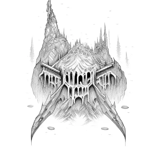 A Hauntingly Beautiful Scene Of The Mines Of Moria With Glowing Blue Runes