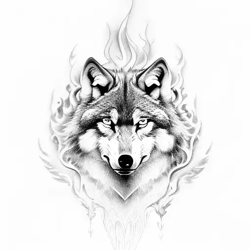 Dacic Wolf With Flames Around It