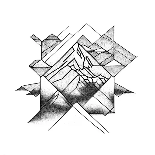 Abstract Representation Of A Sunset Over A Mountain Range