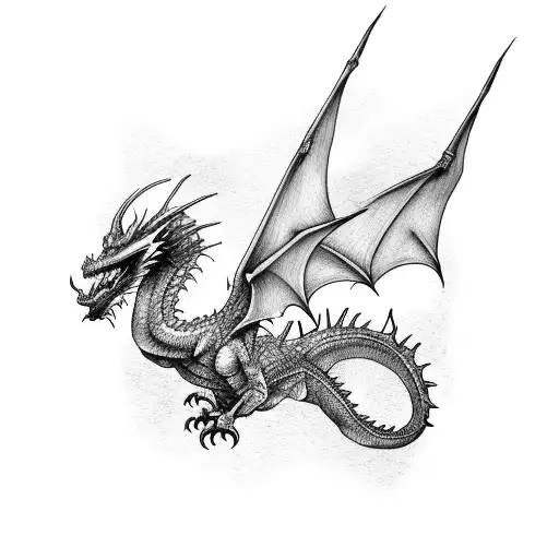 Dangerous Dragon Flying Around A Stick