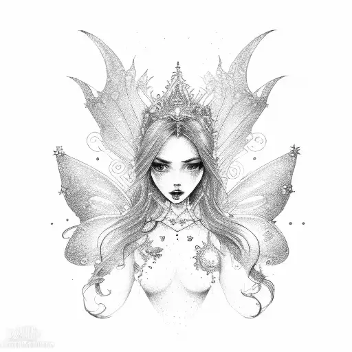 Feminie Fairy Line Drawing