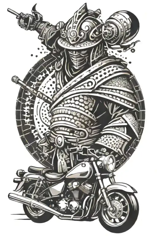 Samurai Abstract Forms Gear Form Motorcycle Riding