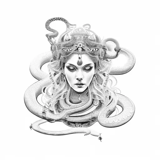 Goddess With Snake And Ewer And Caduceus