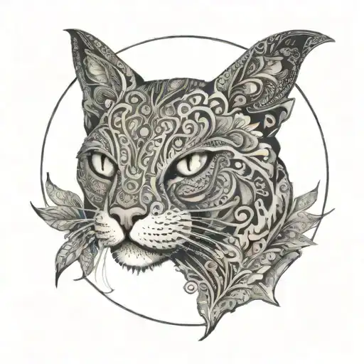 Intricate Mandala Featuring A Stylized Cat Silhouette Hidden Within The Design