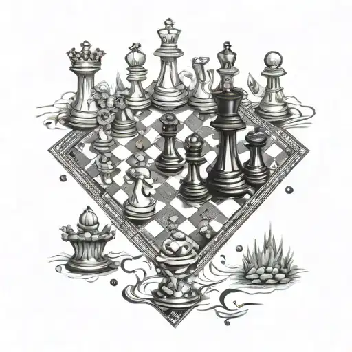 Chess Board Made Of Adventure Trip Destinations With Money Symbols As The Pieces