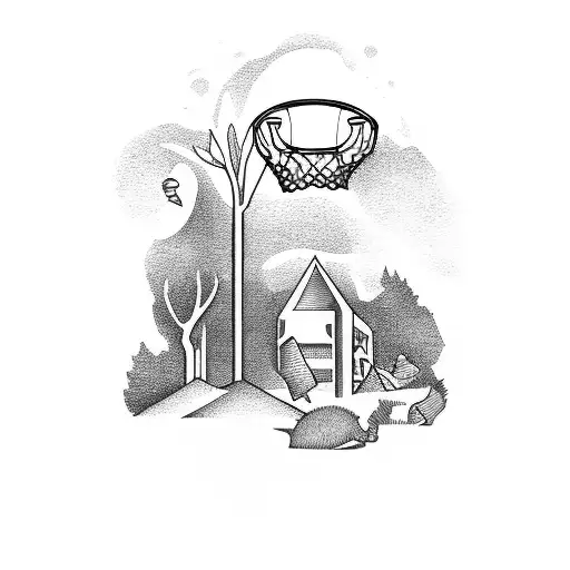 A Stack Of Money With A Basketball Hoop In The Background